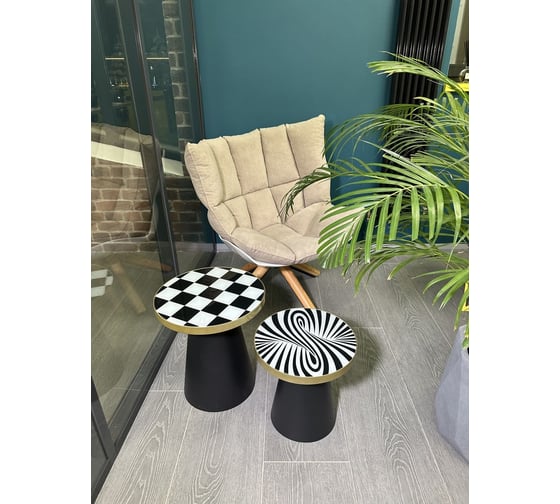 Столик журнальный круглый Maison de Plush Zèbre зебра 19T006