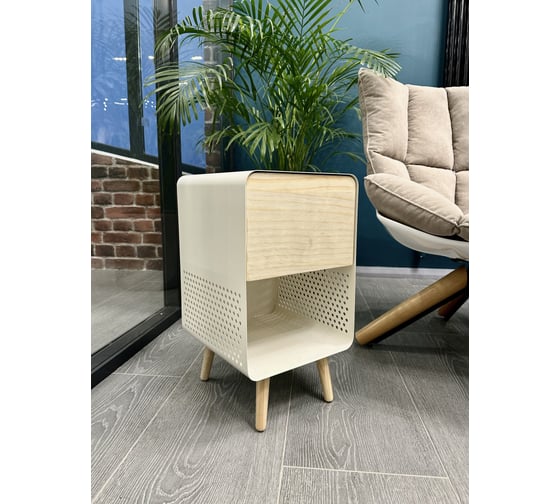 Столик журнальный круглый Maison de Plush Armoire blanche белая тумба QS5019A