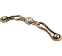 Ручка-скоба с кристаллами KERRON 128 мм, Д150 Ш20 В30, античная бронза CRL21-128 BA