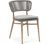 Стул садовый KONWAY САМОС, алюминий, имитация дерева, роуп серый E1144side