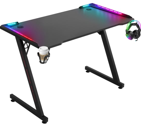 Игровой стол DEFENDER Jupiter RGB, подвес кружки+гарнитуры, черный 64309