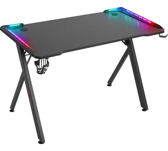 Игровой стол DEFENDER Extreme RGB, подвес кружки+гарнитуры, черный 64307