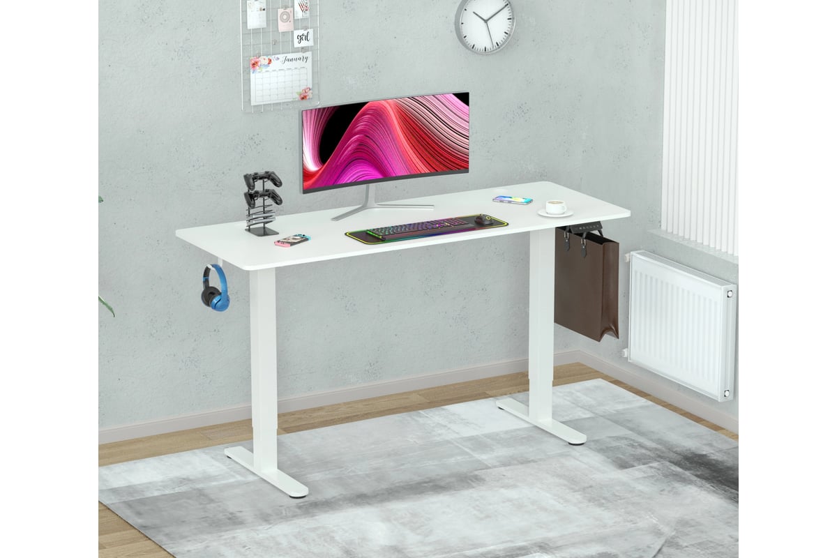 Стол для компьютера CACTUS CS-EDL-WWT столешница ДСП, белый каркас ...