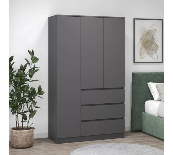 Шкаф Letta 3 в 1 Пакс с 3 ящиками серый графит 1050x1800x454 L3741