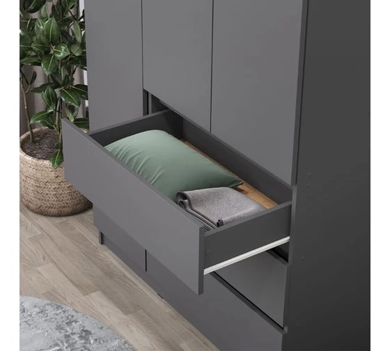 Шкаф Letta 3 в 1 Пакс с 3 ящиками серый графит 1050x1800x454 L3741