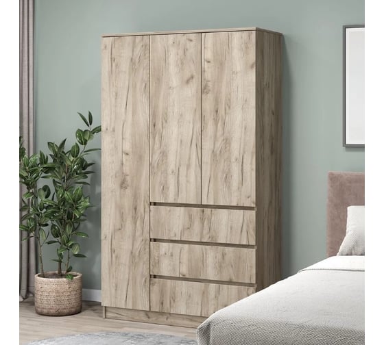 Шкаф Letta 3 в 1 Пакс с 3 ящиками дуб крафт серый 1050x1800x454 L3739