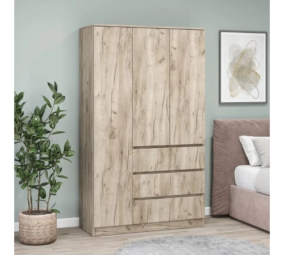 Шкаф Letta 3 в 1 Пакс с 3 ящиками дуб крафт серый 1050x1800x454 L3739