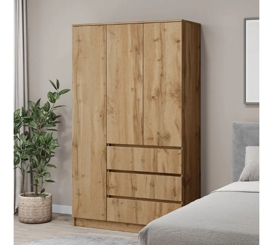 Шкаф Letta 3 в 1 Пакс с 3 ящиками дуб вотан 1050x1800x454 L3740