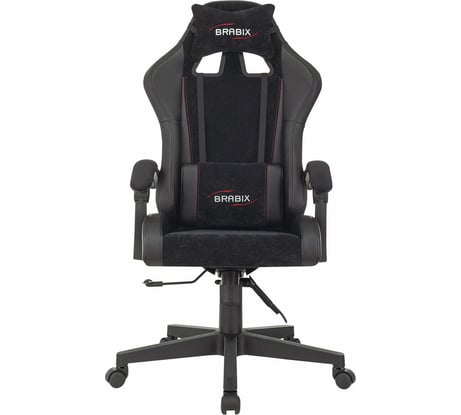 Кресло компьютерное BRABIX Striker Gm-121, синхромеханизм, 2 подушки, экокожа/велюр, черное, 532962