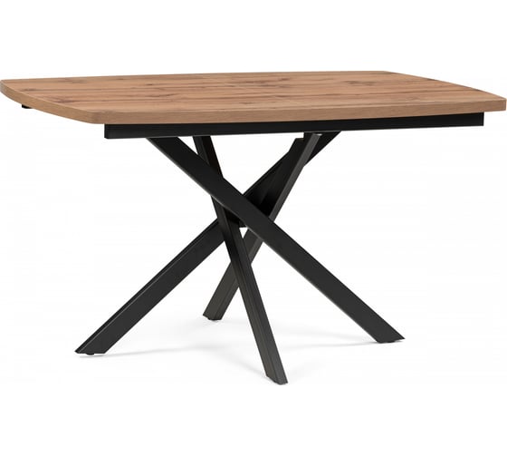 Стол деревянный Woodville Адди 135(180)х85x76, дуб вотан / черный 584939 1