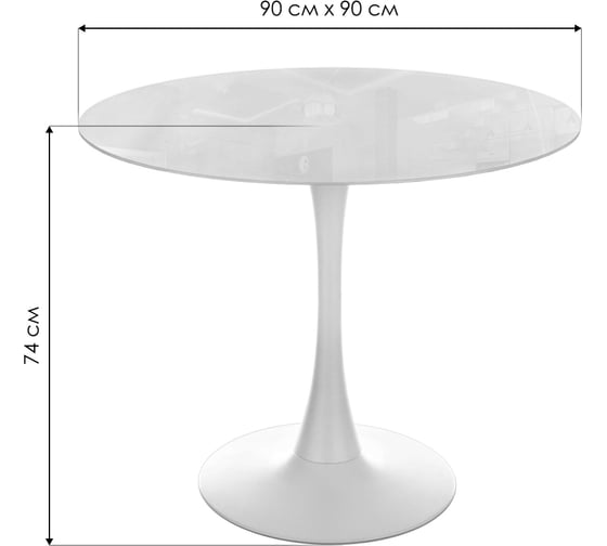 Стол стеклянный Woodville Tulip 90x74, super white glass 15769