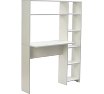 Компьютерный стол Woodville Тулон со стеллажом, белое тиснение 553773