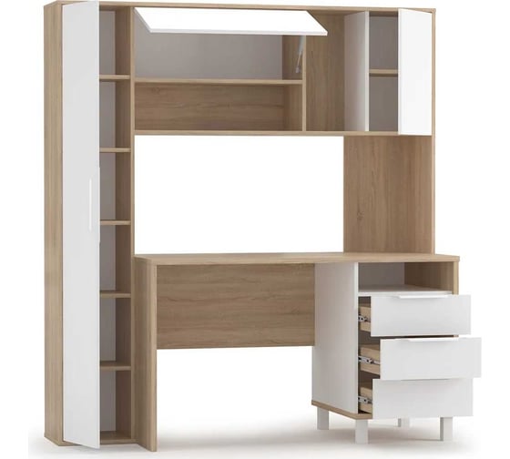 Компьютерный стол Woodville Комфорт 12.95 162x60,3x180 дуб сонома / белый PE шагрень 415713