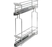 Выкатная корзина бутылочница с доводчиком в базу 150 мм (левая) Lemax PROF, хром VK-03-150-DL