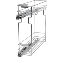 Выкатная корзина бутылочница с доводчиком в базу 200 мм (левая) Lemax PROF, хром VK-03-200-DL