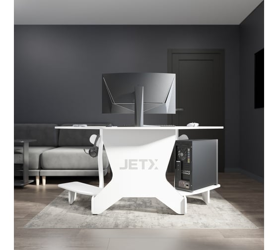 Игровой угловой компьютерный cтол VMMGame JETX LIGHT WHITE SF-1WWE