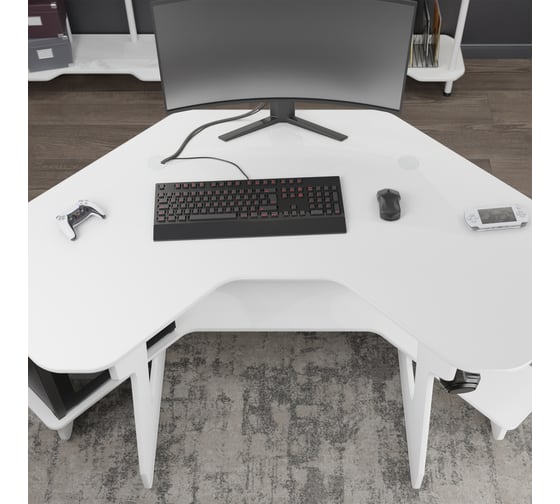 Игровой угловой компьютерный cтол VMMGame JETX LIGHT WHITE SF-1WWE