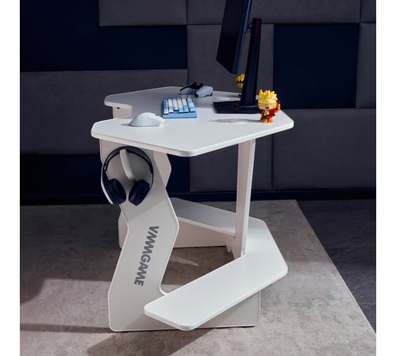 Игровой угловой компьютерный cтол VMMGame JETXmini LIGHT WHITE SF-1WWE-M