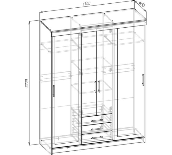 Шкаф-купе Арника Фортуна 1.7 м, крафт золотой ЗРК 00-00144637