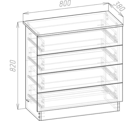 Комод Арника Дачник-4 ДК4 4 ящика, 0.82x0.8x38 м, крафт золотой 00-00144918