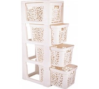 Комод на колесах Полимербыт Leaves 4 ящика по 18 л молочный 439200000