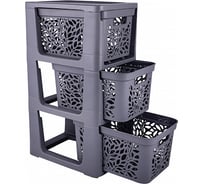 Комод на колесах Полимербыт Leaves 3 ящика по 18 л серый 439300100