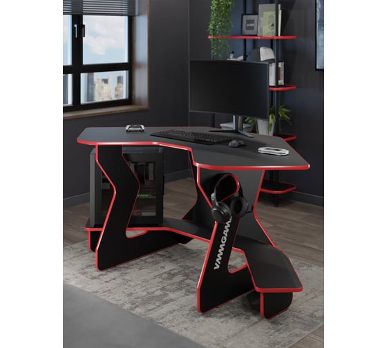 Игровой угловой компьютерный cтол VMMGAME JETX DARK RED SF-1BRD