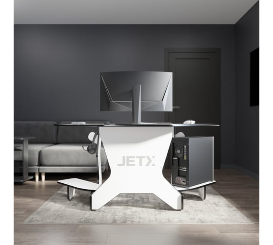 Игровой угловой компьютерный cтол VMMGAME JETX LIGHT BLACK SF-1WBK