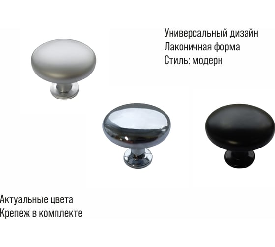 Мебельная ручка-кнопка Trodos 9095 алюминий, черный матовый 303583