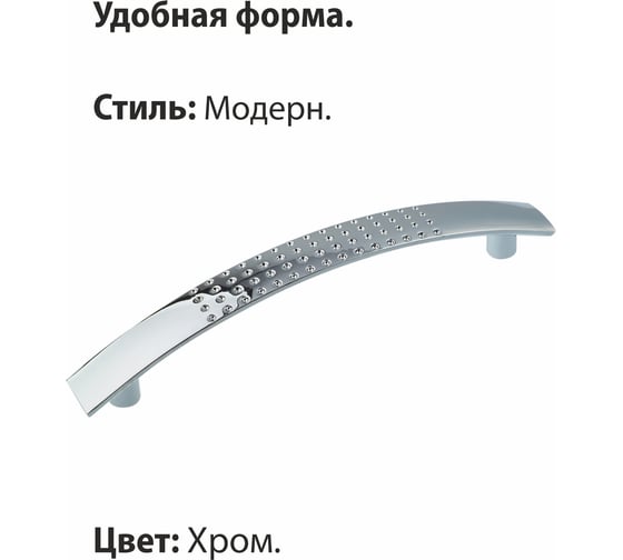 Ручка-скоба мебельная Trodos ZY-9А 128 мм, сплав ЦАМ 63гр, хром 303196