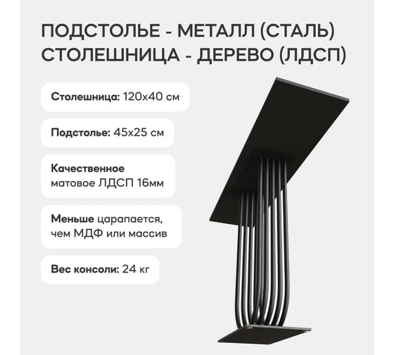 Стол консольный с металлическим подстольем GENGLASS ARFEO GGK-02-2-2-120