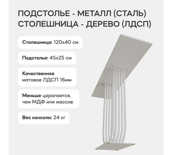 Стол консольный с металлическим подстольем GENGLASS ARFEO GGK-02-3-3-120