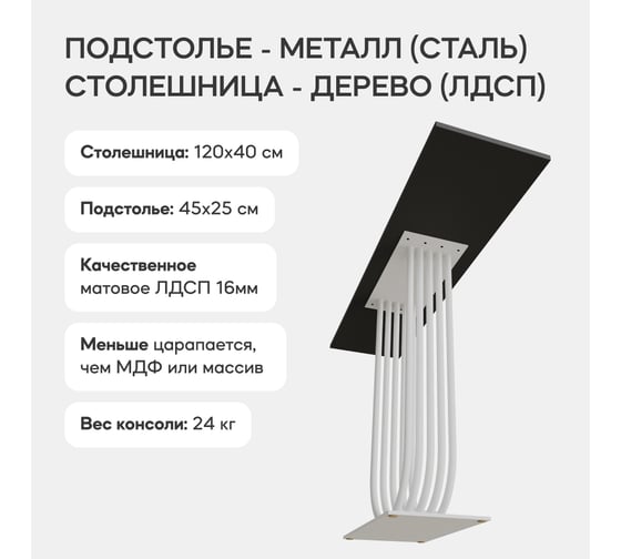 Стол консольный с металлическим подстольем GENGLASS ARFEO GGK-02-3-2-120