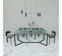 Стол прямоугольный обеденный с металлическим подстольем GENGLASS BEYSO GGT-04-2-B-180-80