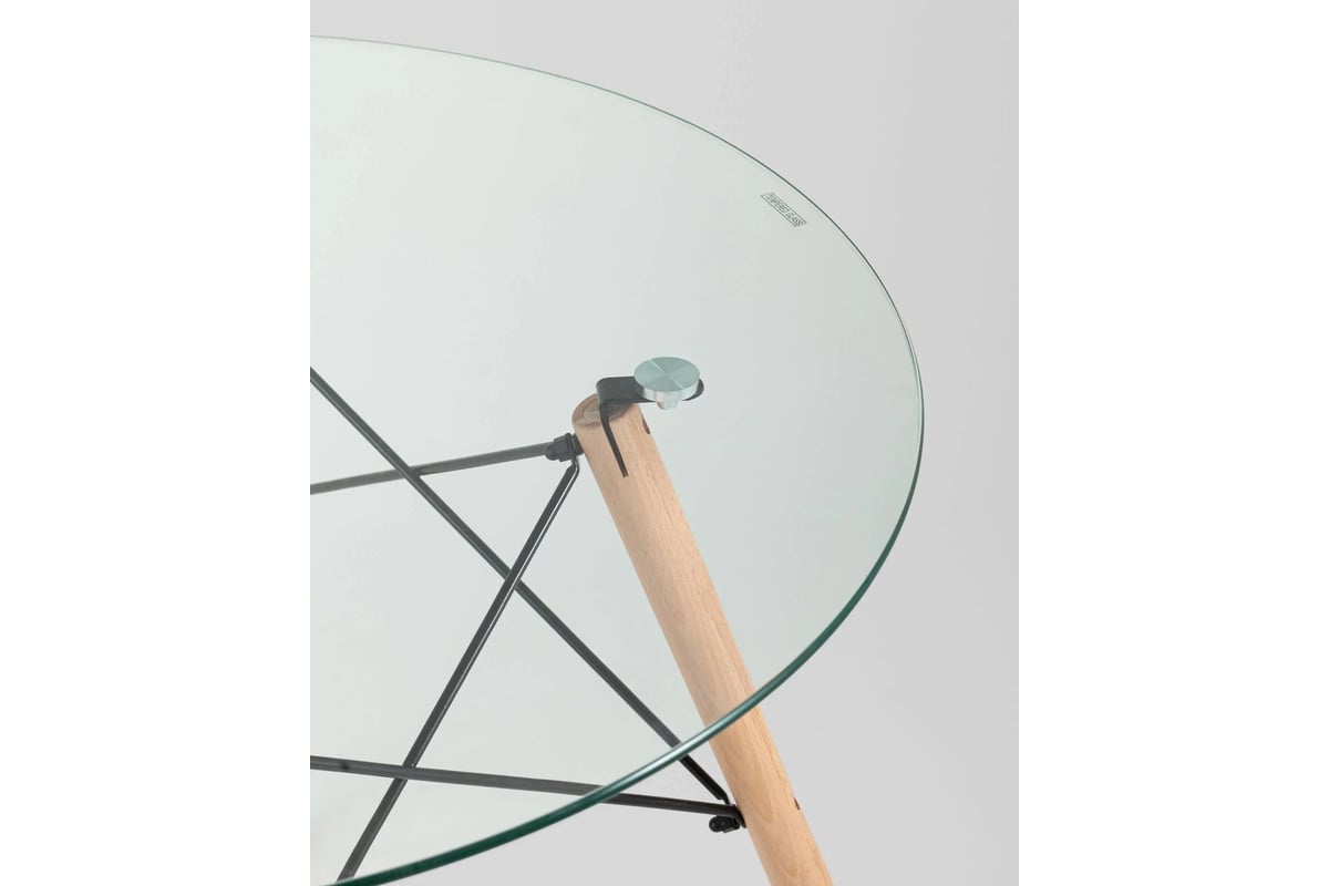 Стол обеденный круглый Стул Груп DSW D80, стеклянный, на деревянных ...