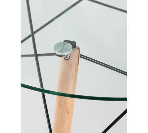 Стол обеденный круглый Стул Груп DSW D80, стеклянный, на деревянных ножках CHAD GLASS