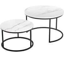 Набор кофейных столиков BRADEX Tango белый мрамор с чёрными ножками, 2 шт. RF 0207