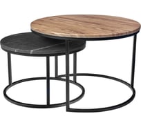 Набор кофейных столиков BRADEX Tango орех и серый мрамор с чёрными ножками, 2 шт. RF 0662