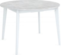 Стол BRADEX Oslo круглый, раскладной, 110-140x110x76 см, Бетон лайт, белый (металлический механизм) FR 0834