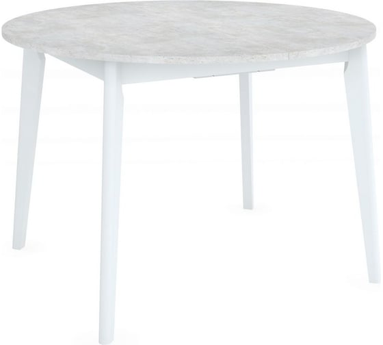 Стол BRADEX Oslo круглый, раскладной, 110-140x110x76 см, Бетон лайт, белый (металлический механизм) FR 0834