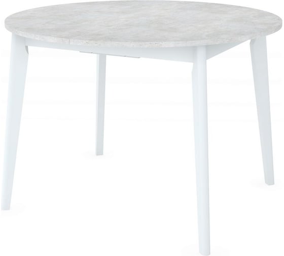 Стол BRADEX Oslo круглый, раскладной, 110-140x110x76 см, Бетон лайт, белый (металлический механизм) FR 0834