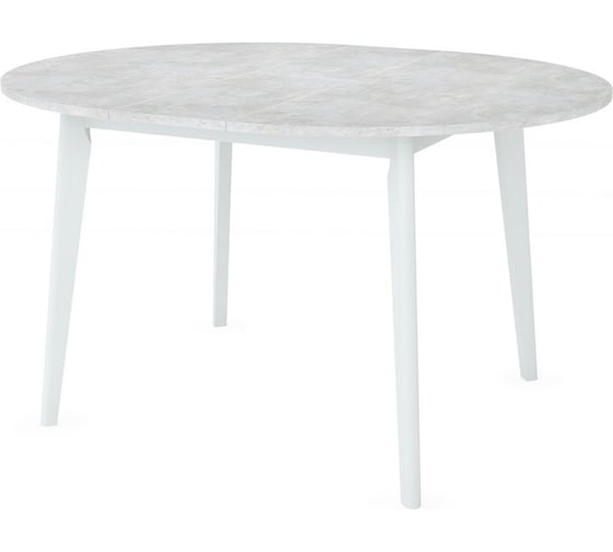 Стол BRADEX Oslo круглый, раскладной, 110-140x110x76 см, Бетон лайт, белый (металлический механизм) FR 0834