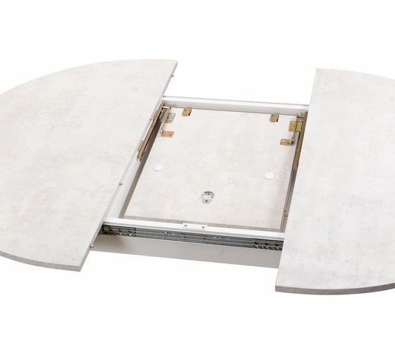 Стол BRADEX Oslo круглый, раскладной, 110-140x110x76 см, Бетон лайт, белый (металлический механизм) FR 0834