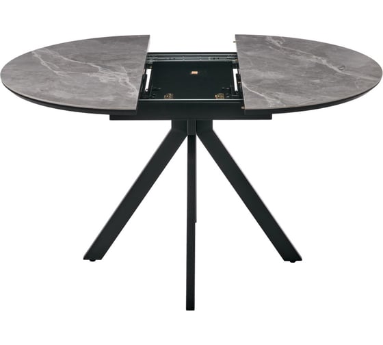 Стол BRADEX Rudolf круглый, раскладной, 100-130x100x75 см, серый керамогранит, черный RF 0643