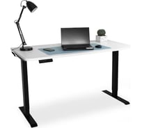 Электрический геймерский стол с регулируемой высотой LuxAlto SR2, черное подстолье, белая столешница, ЛДСП, 140x70 см 34282