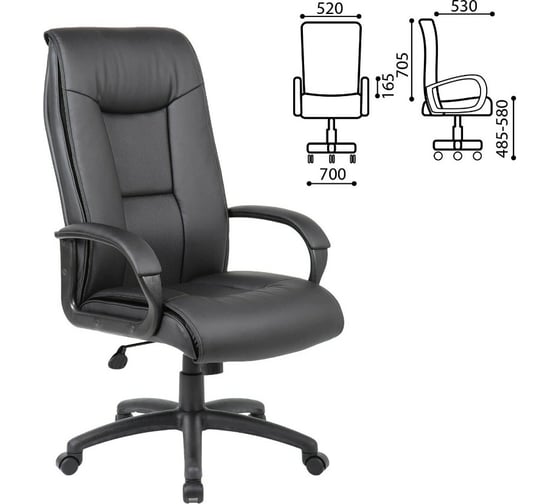 Компьютерное офисное кресло руководителя BRABIX PREMIUM Work EX-513, с подлокотниками, экокожа 531943