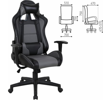 Компьютерное геймерское офисное кресло BRABIX GT Racer GM-100, с подлокотниками, подушки, экокожа 531926