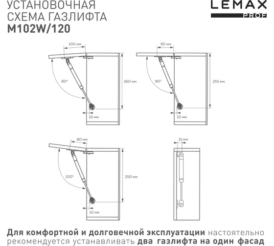 Комплект из 2 шт газовый лифт 120N белый Lemax PROF SET2(M102W/120)