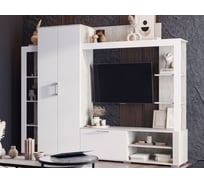 Гостиная КПУП "Калинковичский мебельный комбинат" НЕВАДА 2,379x1,770x0,386, фасад МДФ СОФТ ВАЙТ, корпус ДУБ КРАФТ БЕЛЫЙ STM-010200134711