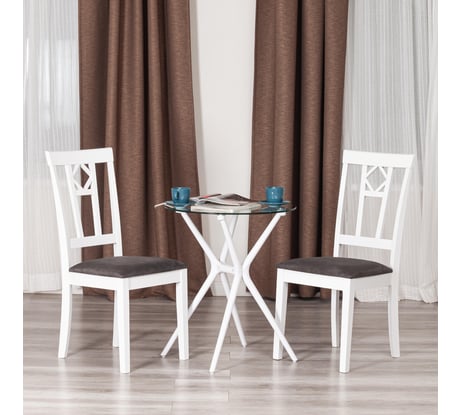 Стул Tetchair Камилла (CAMILLE SOFT) сиденье мягкое, 2 шт., дерево гевея, МДФ, 44x54x95, pure white (402), ткань, серый 20482